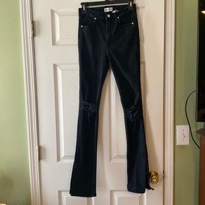 Zara Skinny Split Hem Distressed Jeans - Black